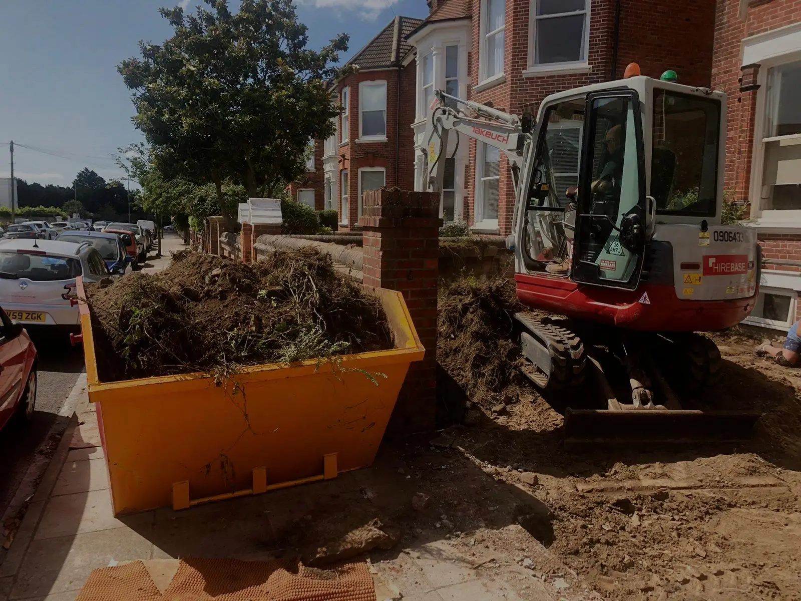 Excavating a driveway ready for block paving